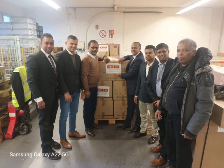 ஜெனீவாவில் உள்ள இலங்கை தூதகரத்தினால் சேகரிக்கப்பட்ட நிவாரணப்பொருட்கள் கொழும்புக்கு.