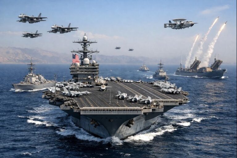 ஈரானை நோக்கி படையெடுக்கும் அமெரிக்க பிரம்மாண்ட கடற்படை…!