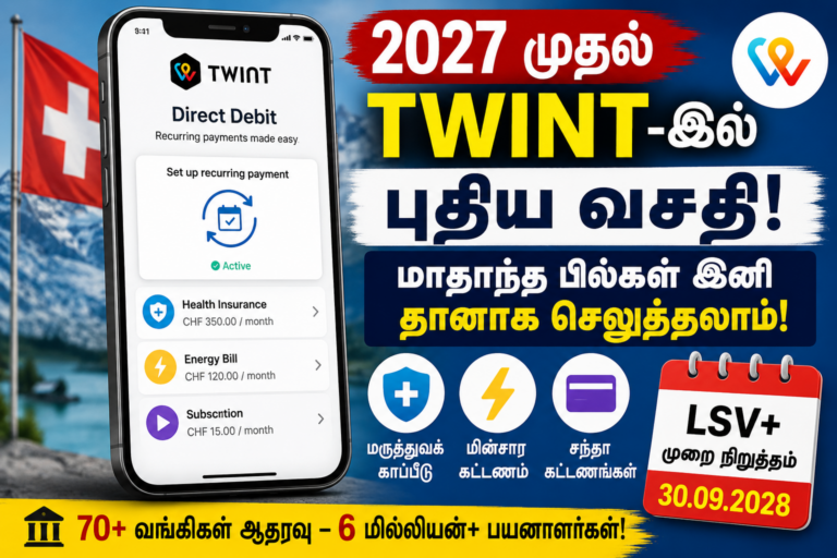 2027 முதல் TWINT-இல் புதிய மாற்றம் – மாதாந்த பில்கள் இனி தானாக செலுத்தலாம்!”