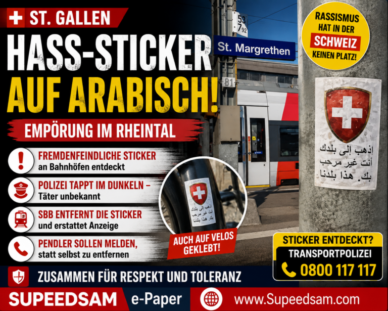 ST. GALLEN-இல் பரபரப்பு அரபு மொழியில் வெளிநாட்டவர்களுக்கு எதிரான வெறுப்பு ஸ்டிக்கர்கள்!